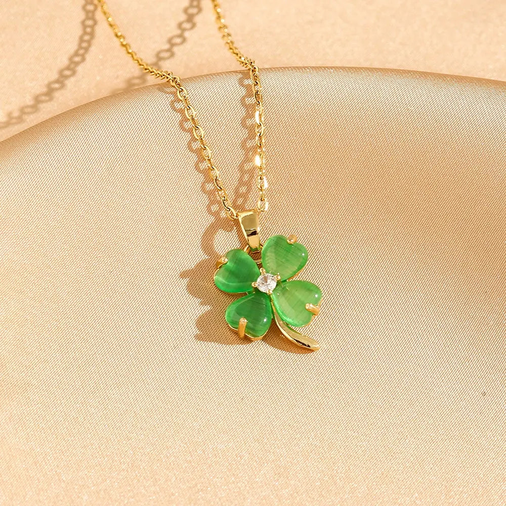 Jade Four-Leaf Clover Necklace