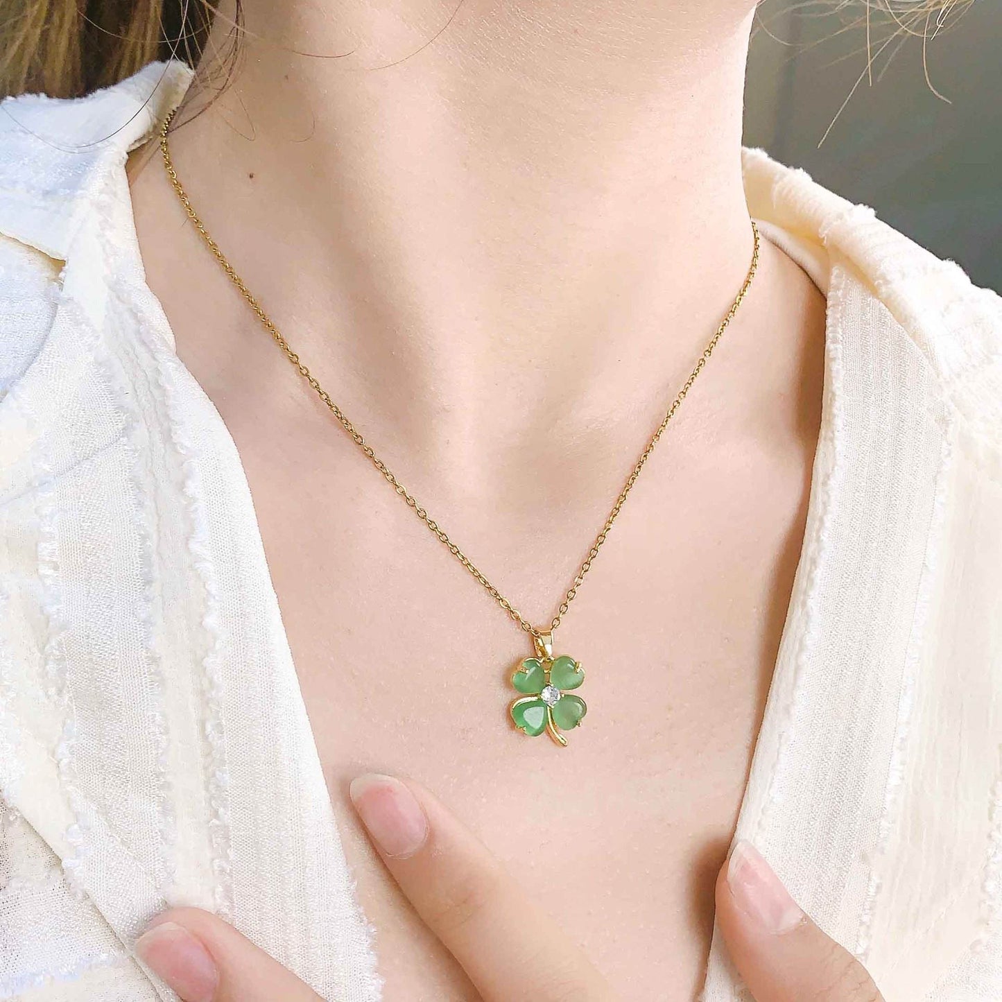 Jade Four-Leaf Clover Necklace