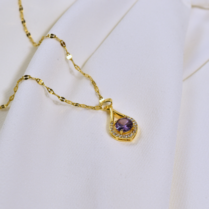 Amethyst Teardrop Pendant Necklace