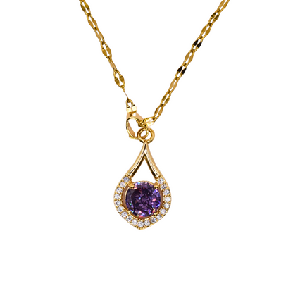 Amethyst Teardrop Pendant Necklace