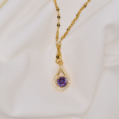 Amethyst Teardrop Pendant Necklace