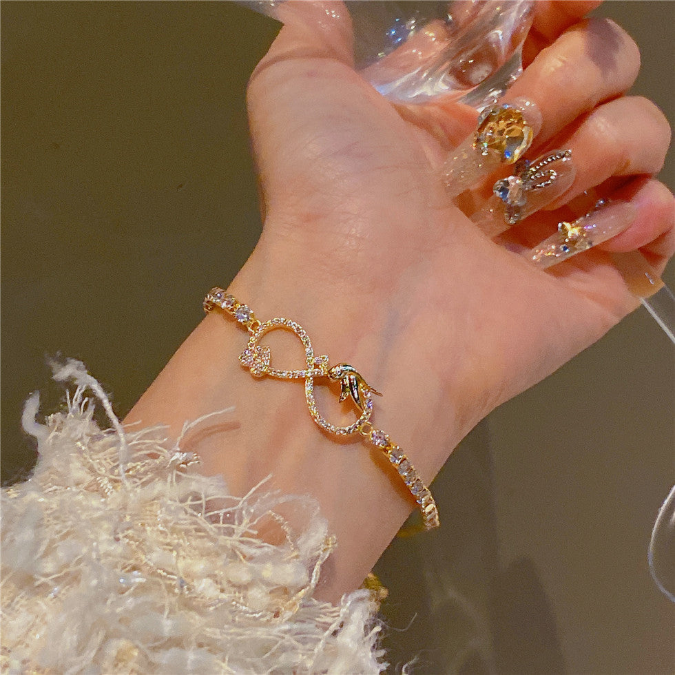 18K Gold Dove Infinity Love Bracelet