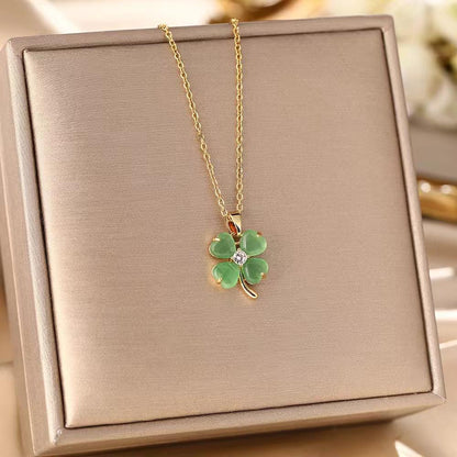 Jade Four-Leaf Clover Necklace