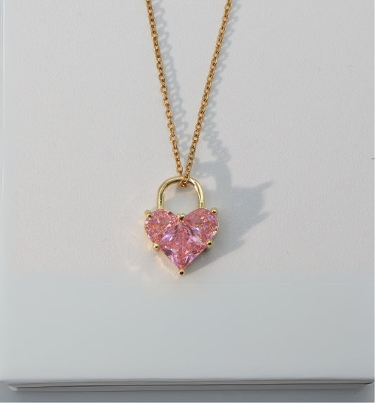 18K Gold Locked Heart Necklace