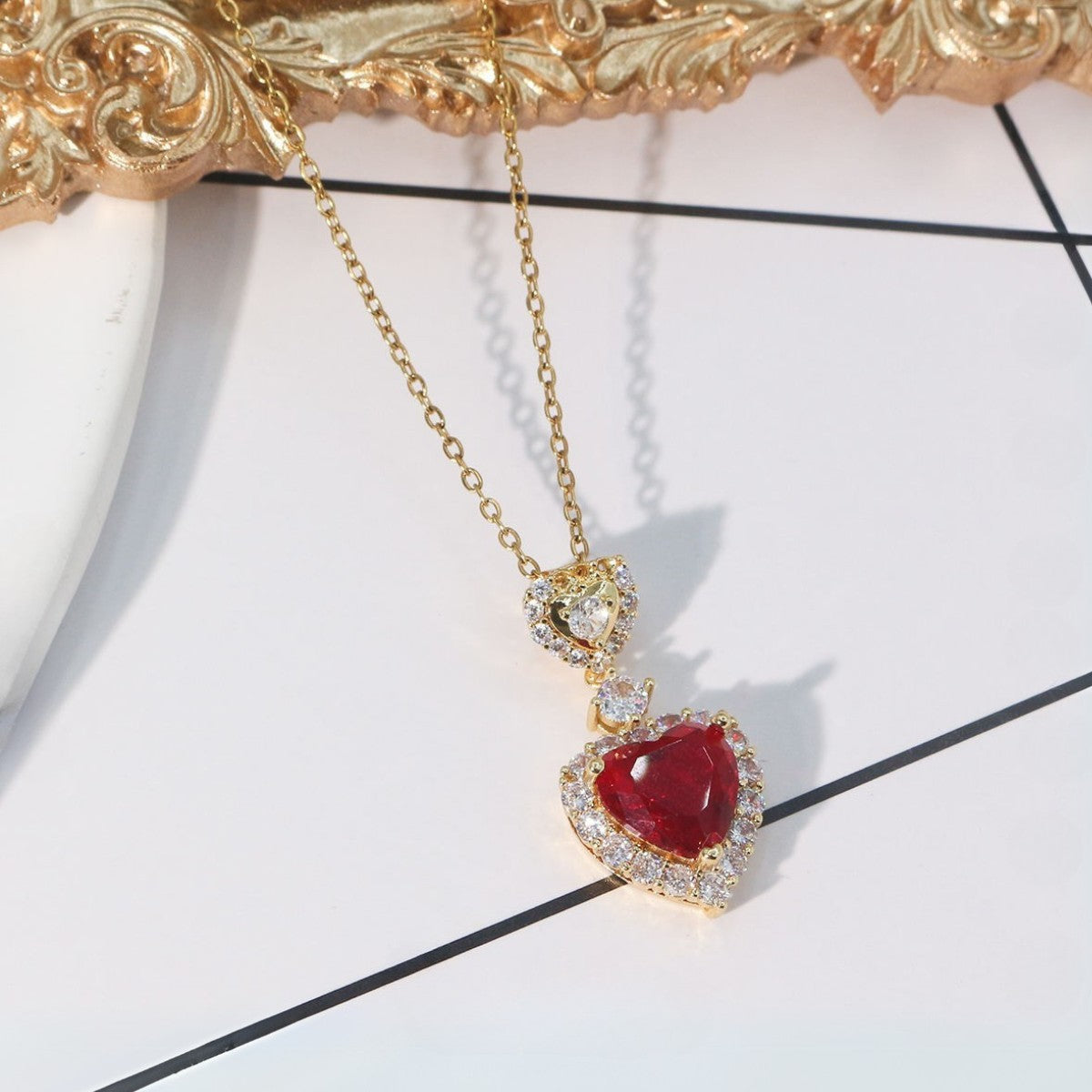 Royal Ruby Heart 18K Gold Necklace