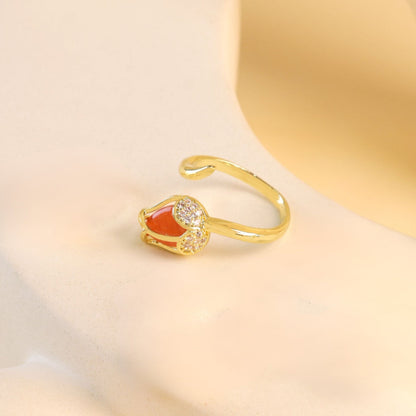 Carnelian Rose Gemstone Ring