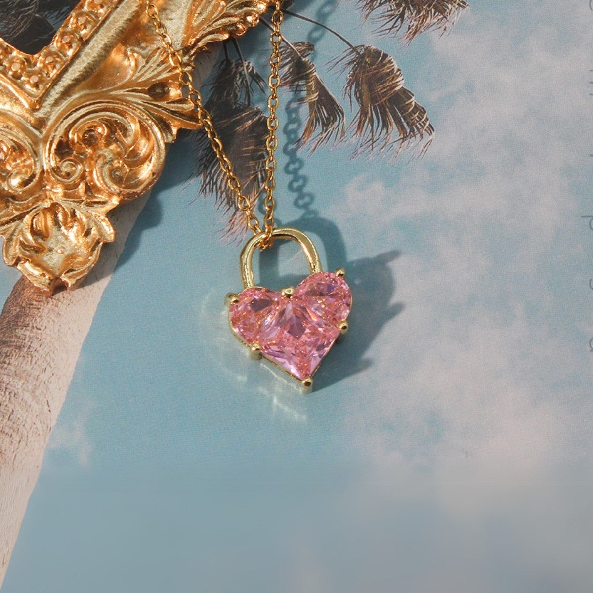 18K Gold Locked Heart Necklace