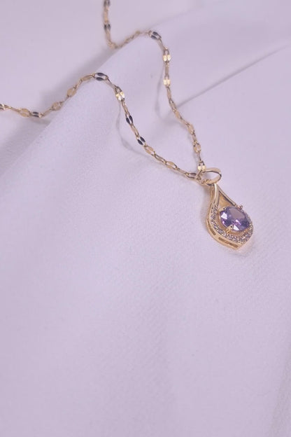 Amethyst Teardrop Pendant Necklace