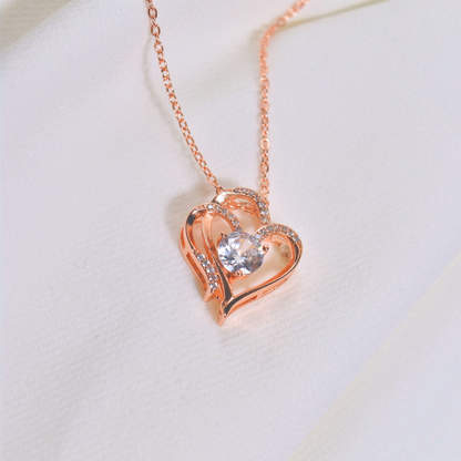 Zircon Rose Gold Intertwined Hearts Necklace