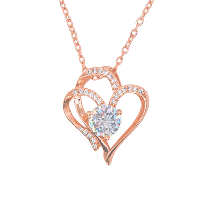 Zircon Rose Gold Intertwined Hearts Necklace